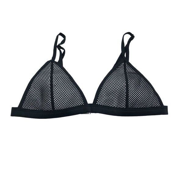Flora Vogue Mesh Triangle Bikini Top Fishnet Bralette Black M - Picture 1 of 4
